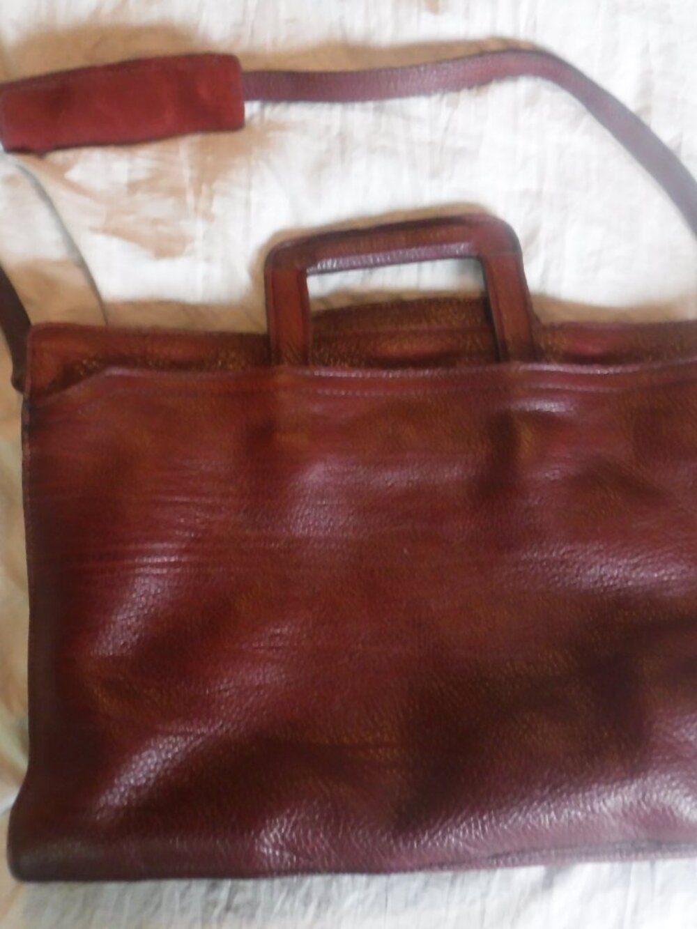 Leather Burgendy Red brief Case Business School Bag